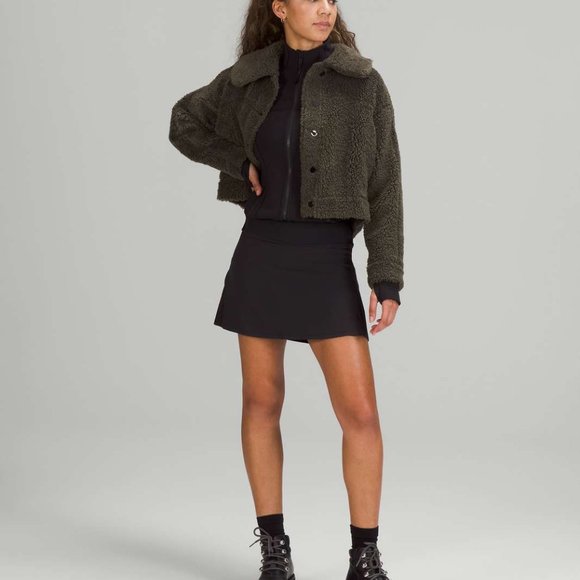 Lululemon Textured Fleece Button Jacket (Dark Olive) - Picture 2 of 9